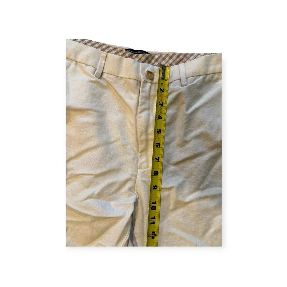 Banana Republic Kentfield Pant Mens 34x34 Beige Linen Cotton Blend Straight Leg